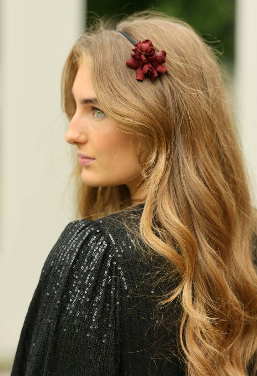 Nectar - Headband Leather flower - Red